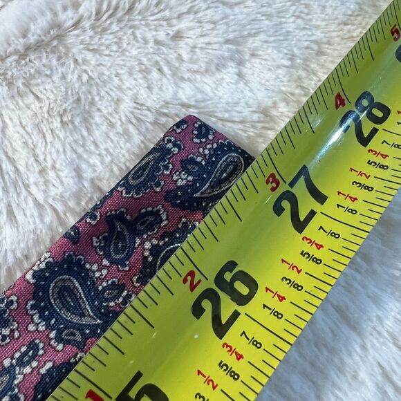 Silk Neck Tie Pink + Blue Paisley Design Hand Made In Italy 3.25 x 54" - Picture 4 of 5